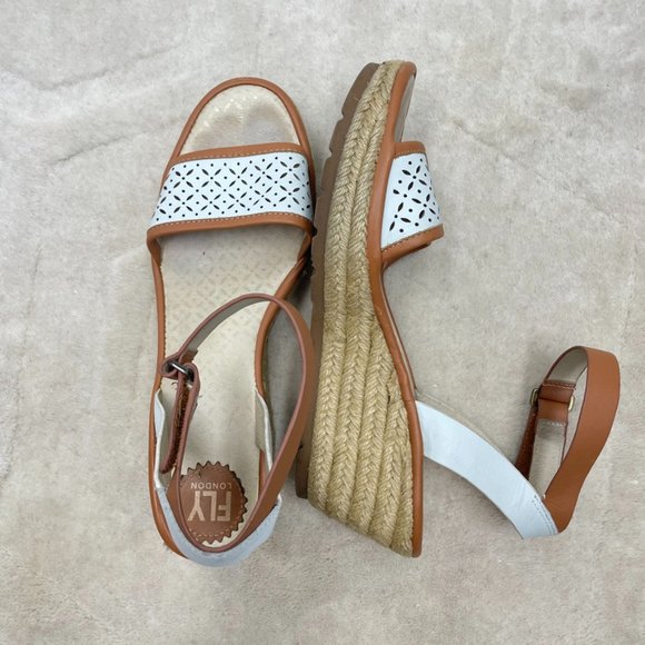 FLY London White Ekal Espadrille Wedge Sandals 41 - Picture 3 of 12